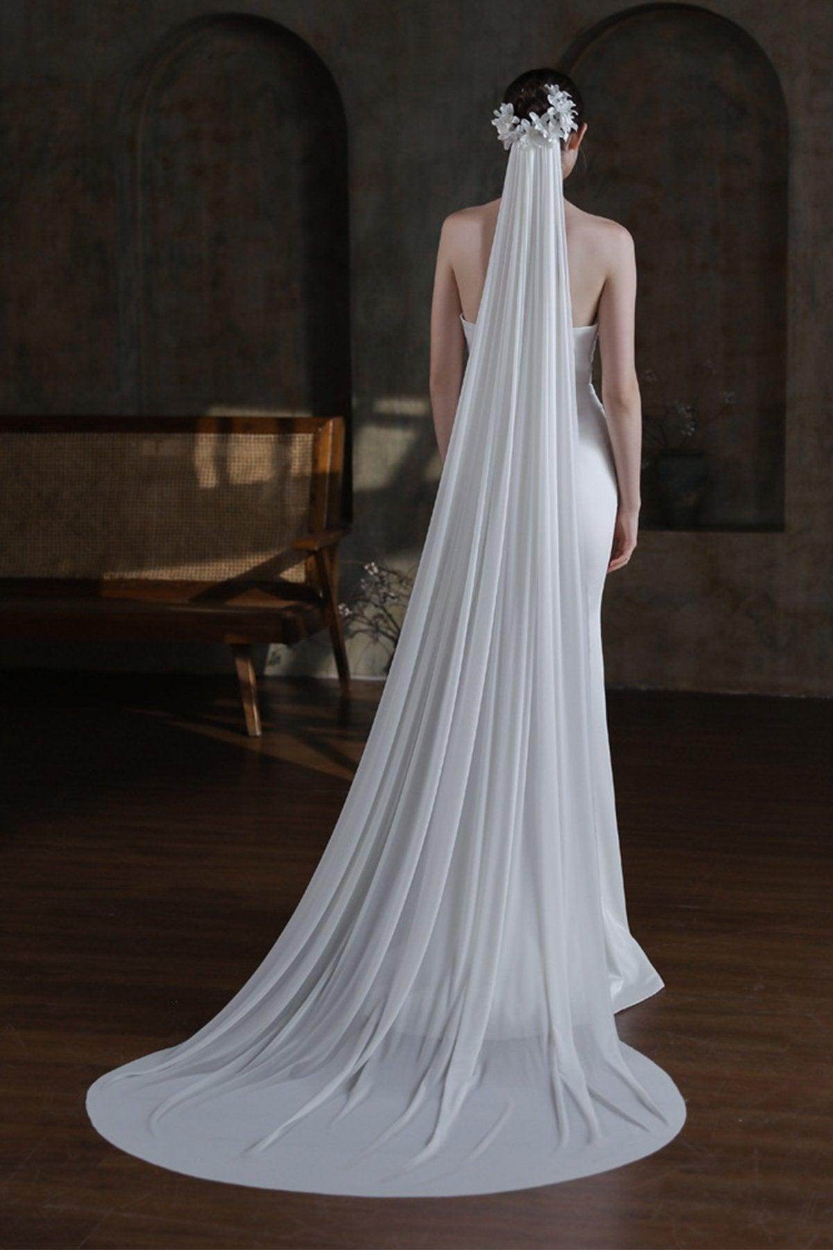 One-tier Cut Edge Tulle Chapel Veils with CV0372 - COCOMELODY